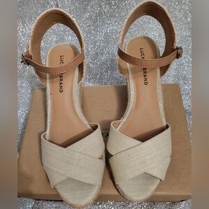 Lucky Brand Cream Tan Espadrilles with Cushioned Straps